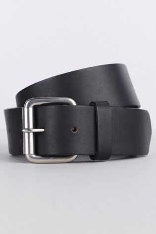 Black Leather Roller Buckle Belt
